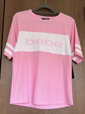 bebe Pink Mesh Sport Tee